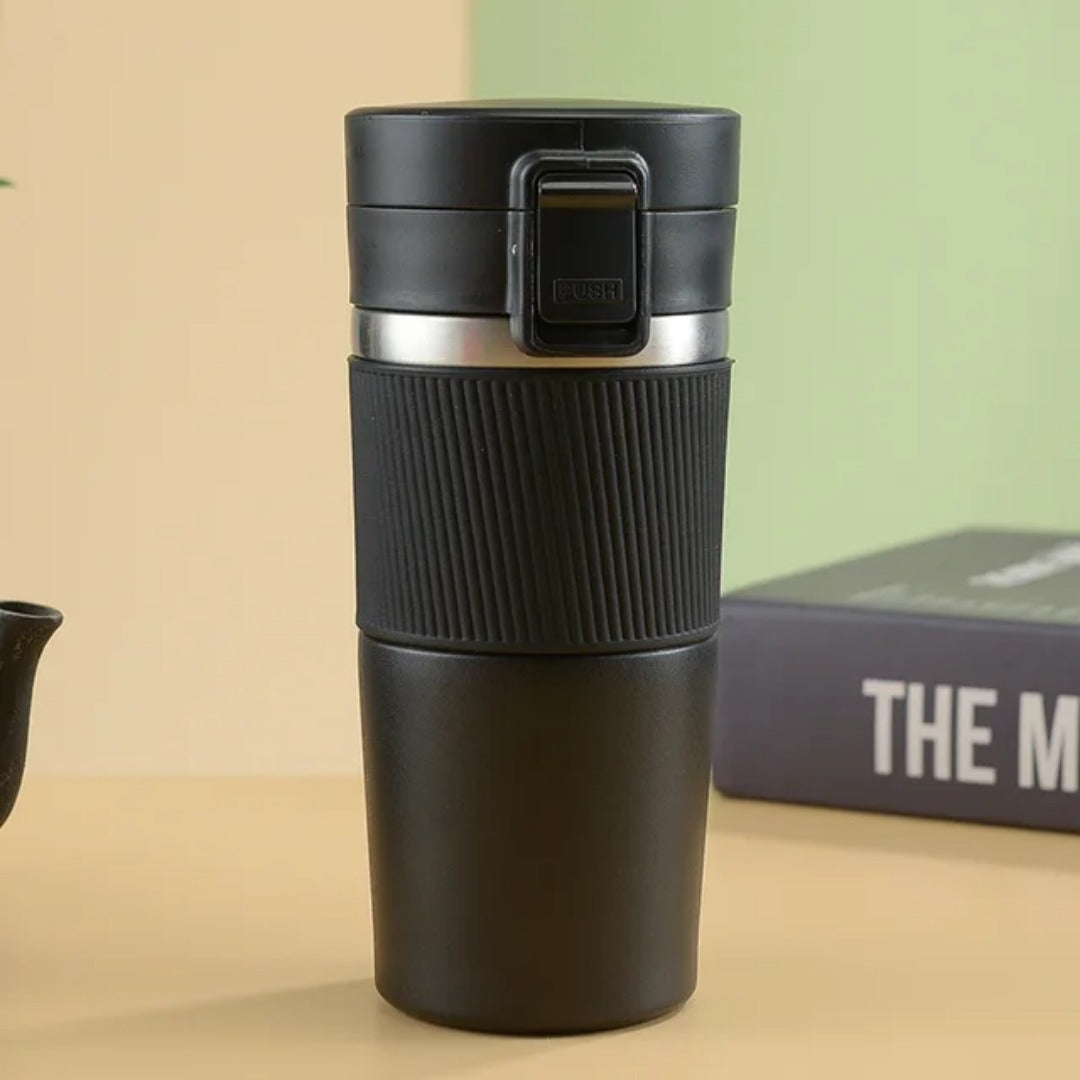 Spill-Proof Travel Mug – 12oz of Pure Coffee Power, Hot or Iced,
