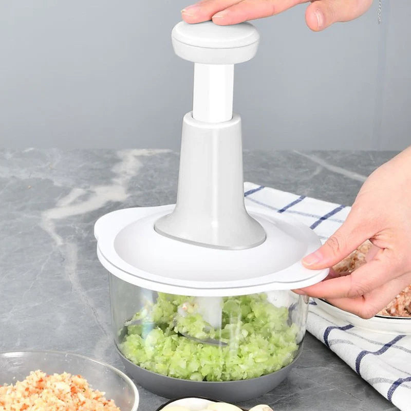 Hand Press Food Chopper – Manual Vegetable & Fruit Cutter for Quick & Easy Chopping