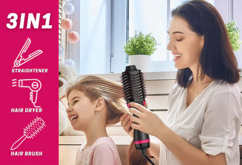 3‑in‑1 Hot Air Hair Styler – Ionic Dryer, Volumizer & Straightener Brush
